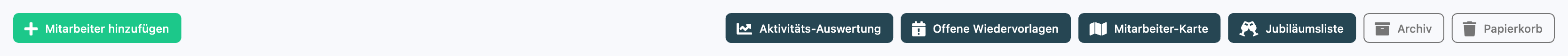 Button Mitarbeiter-Karte in der oberen Button-Leiste der Mitarbeiter-Übersicht