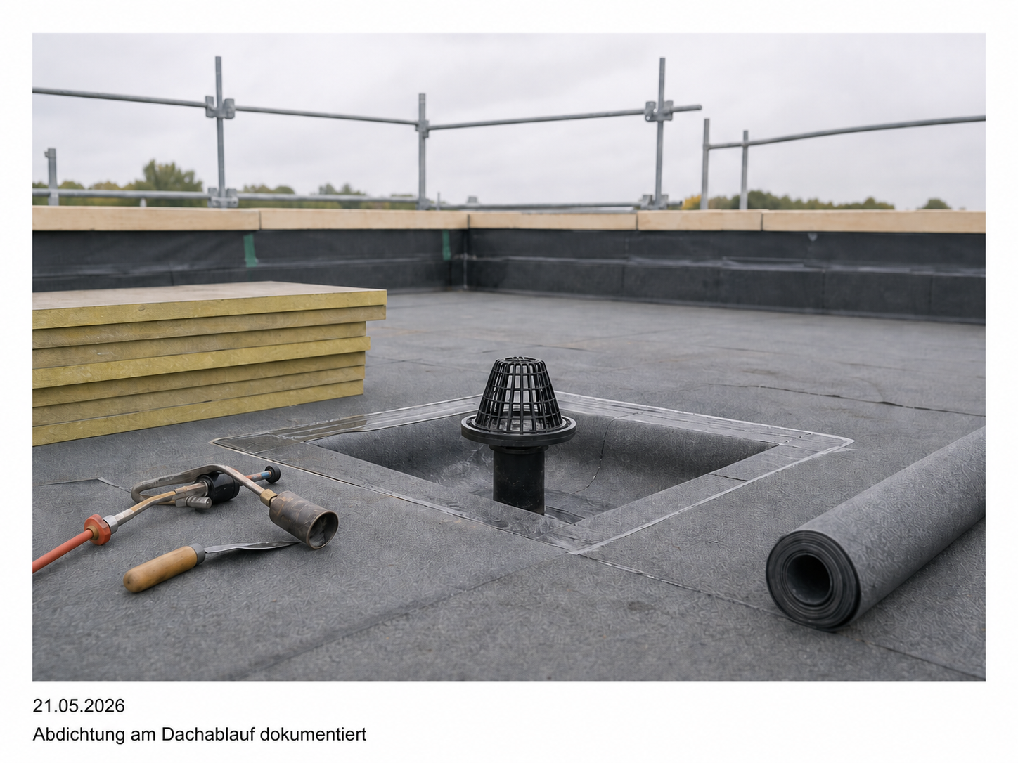Foto im Rapport-PDF mit Datum und Bildunterschrift